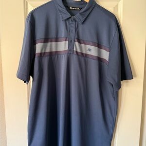 Travis Mathew Blue Polo Shirt with Stripe Design